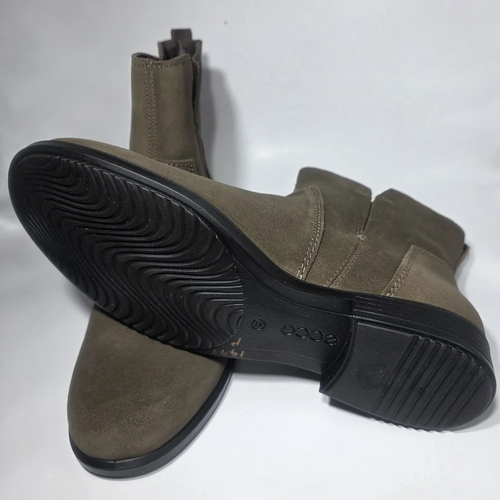 ECCO Women’s Brown Leather Ankle Boots Size 41 (US 10) Side Zip Comfort Booties